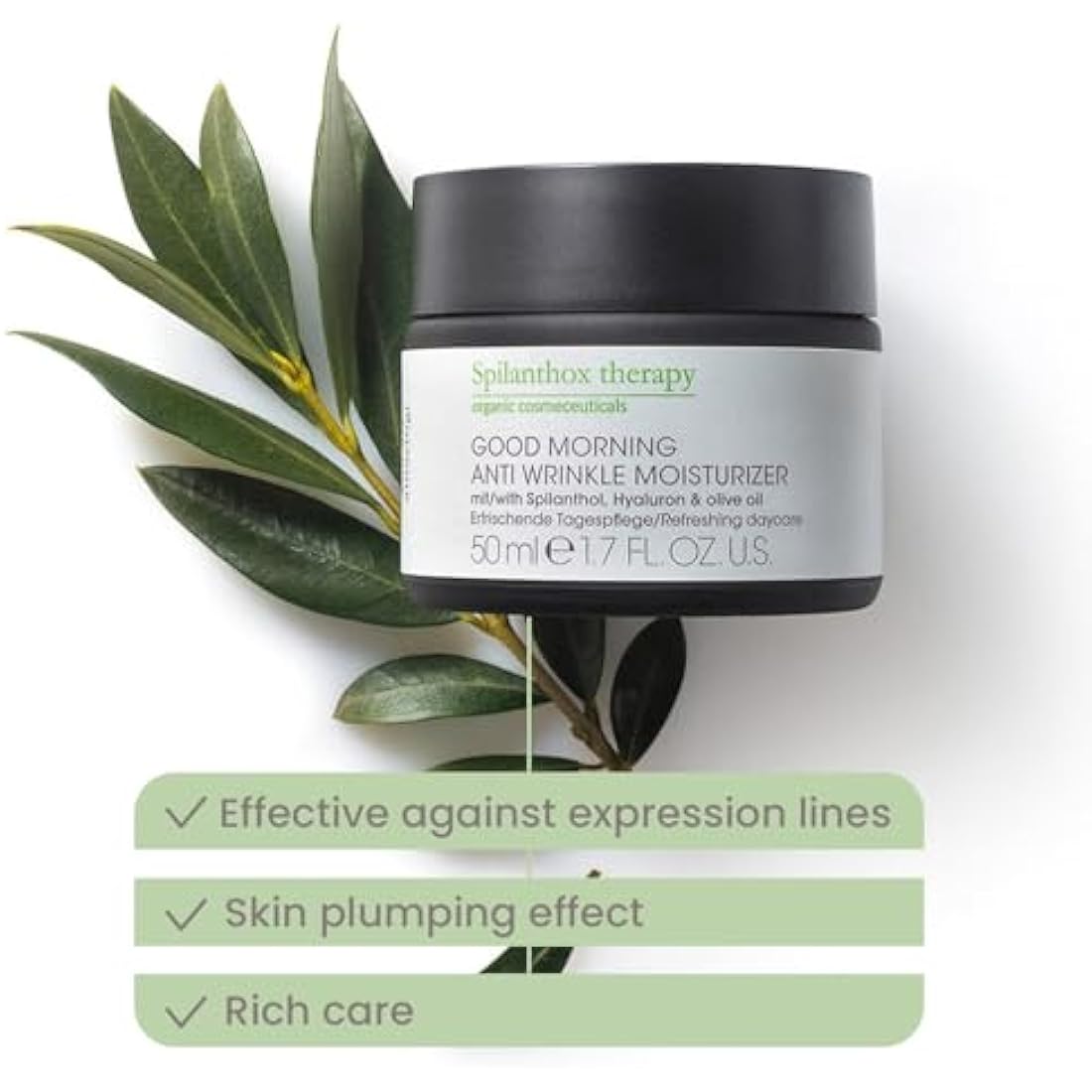 Spilanthox therapy - Good Morning Anti-Wrinkle Moisturiser - Face Cream for Smoothing Expressions - Make-Up Base - Spilanthol & Hyaluronic Acid - Anti-Aging - Vegan Natural Cosmetics - 50ml