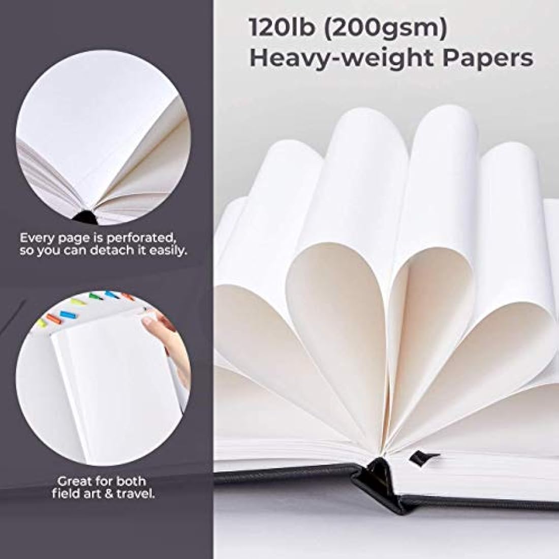 Ohuhu 2-Pack Alcohol Marker Sketchbook Set - 200GSM Heavyweight Paper, 156 Pages (78 Sheets), Hardcover Sketchbook with Premium PU Cover, Acid-Free Art Book - A4 & Square (21x21cm)