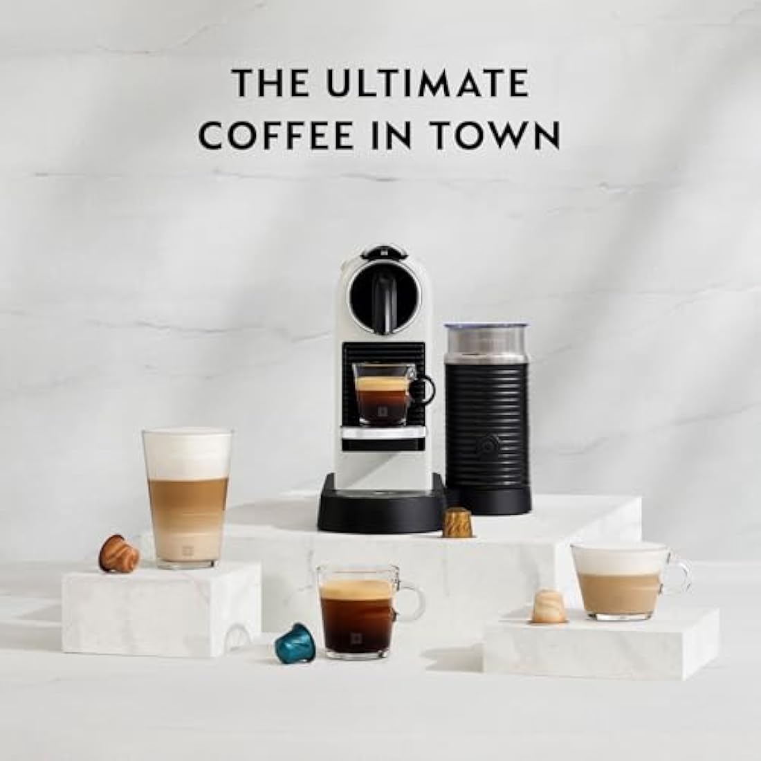 Nespresso Citiz Coffee Machine with Aeroccino Milk Frother by De'Longhi for Original Coffee Pods, Latte, Cappuccino, Espresso, Starter Capsule Set Included, ENV267.BAE, Black