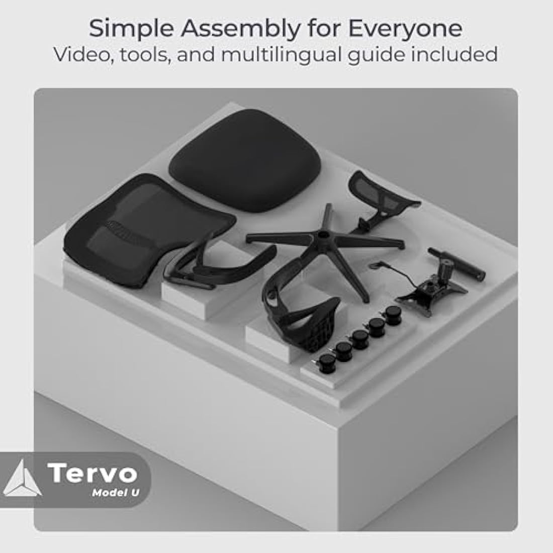 Tervo Model U | Folding Office Chair for Small Spaces | Ergonomic Design with High Rebound Mesh | Computer Desk Chair for Gaming | For Adults & Kids | Foldable & Compact with Flip Up Arms