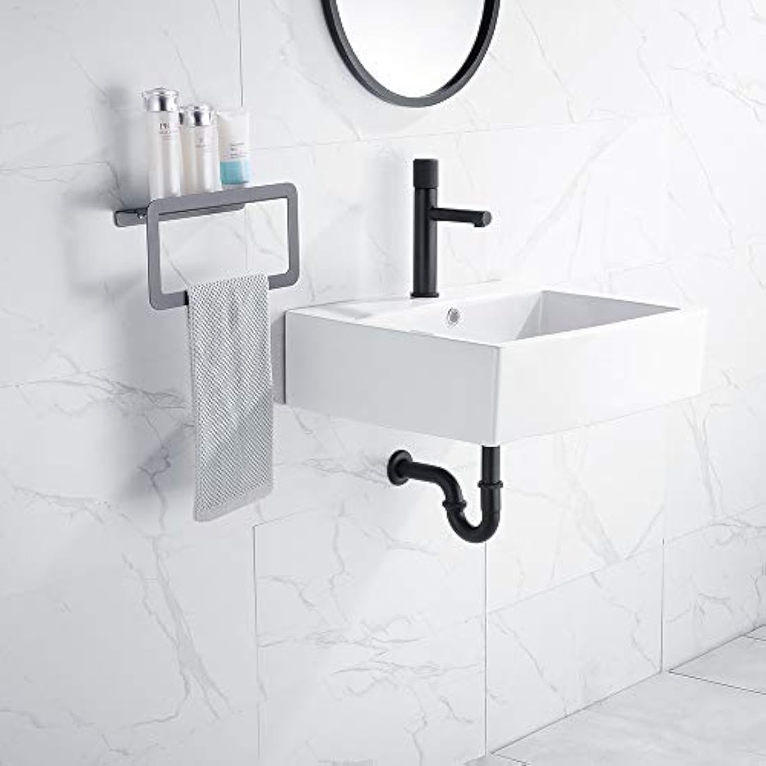 P Trap 1 1/4" x 32mm, Keymark Brass Universal Sink Waste Traps with Extra Long Extension Tube and Wall Pipe, Matte Black