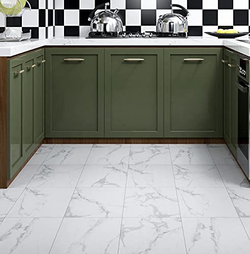 Livelynine Vinyl Flooring Adhesive Floor Tiles Grey White Marble Self Adhesive Floor Tiles Peel and Stick Floor Tiles 30x30cm Vinyl Floor Tiles for Bathroom Kitchen Hallway Bedroom Living Room, 4pcs