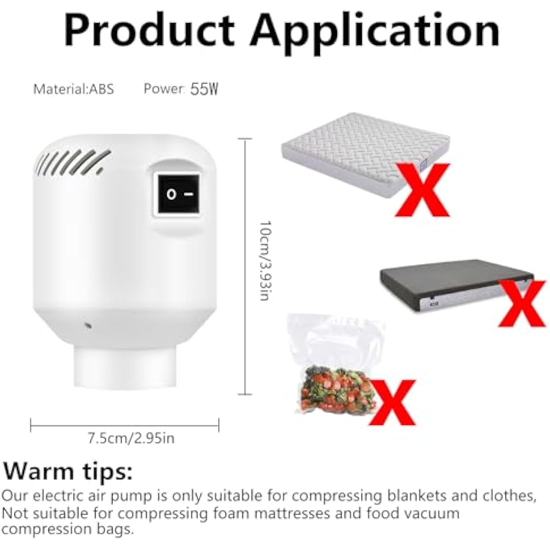 Vacuum Bag Electric Air Pump, 220V 55W Powerful Vacuum Pump for Vacuum Compression Bags, Mini Air Pump for Vacuum Bags (1)