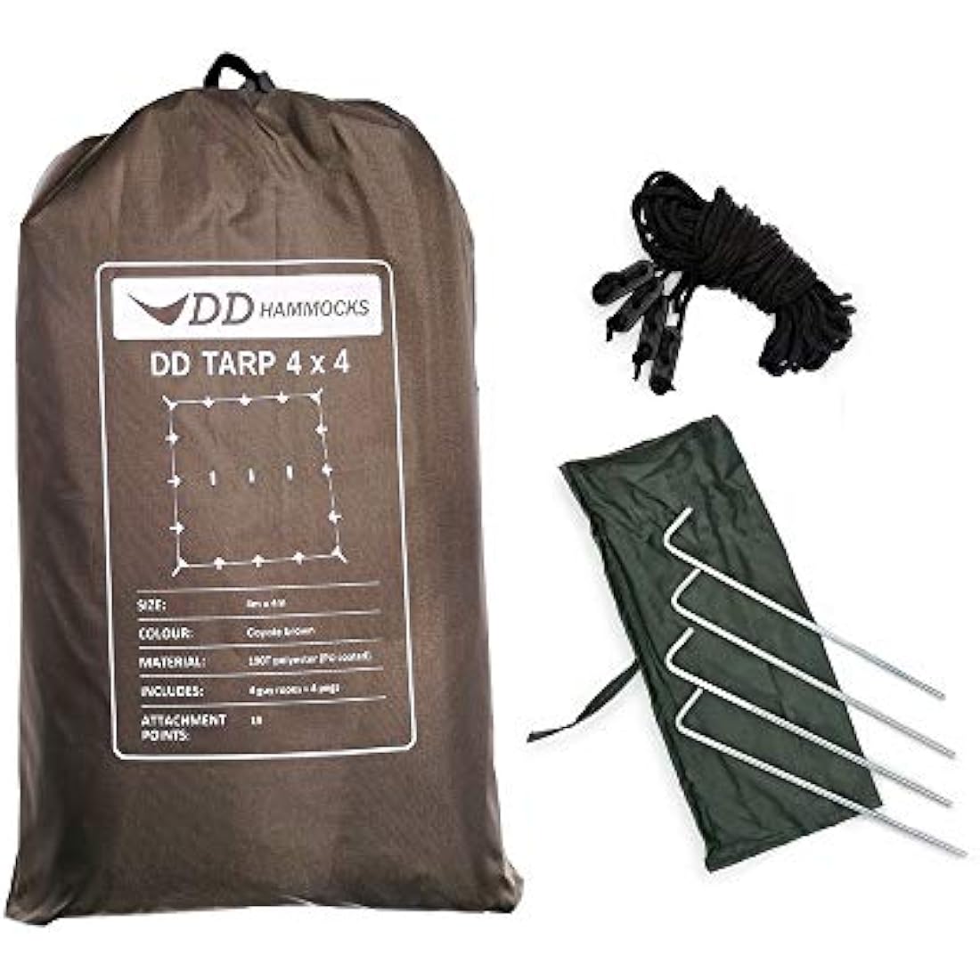 DD Hammocks Tarp 4x4 - Large Weatherproof Tapaulin for Group Camping and Outdoor Bushcraft Shelter