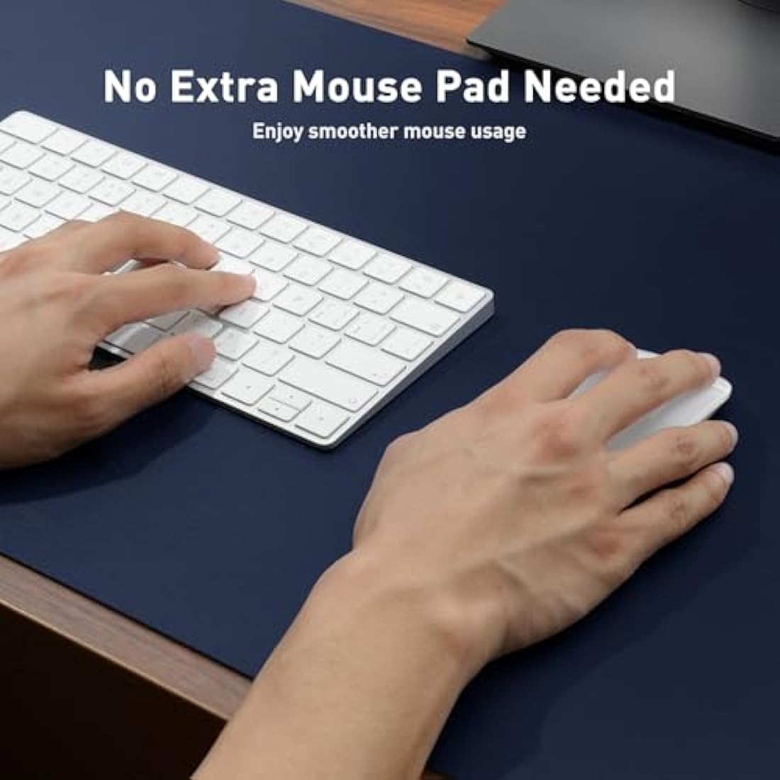 Aothia Leather Desk Pad Protector,Mouse Pad,Office Desk Mat,Non-Slip PU Leather Desk Blotter,Laptop Desk Pad,Waterproof Desk Writing Pad for Office and Home (60cm x 35cm, Dark Blue)