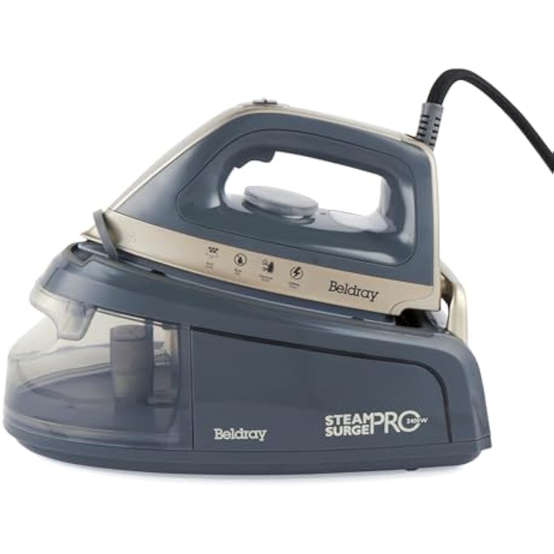 Beldray BEL01137TT Titanium Steam Surge Pro Iron – Steam Station with XL 1.2L Water Tank, Steam Iron with Ceramic Soleplate, Variable Temperature Control, Locking System, Anti-Calc Function, 2400 W