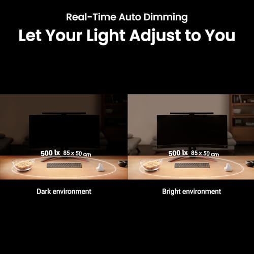 BenQ ScreenBar Pro LED Monitor Light (Black)/Ultrawide Illumination/Motion Sensor/Adjustable Brightness and Color Temperature/Eye-Care Light Bar/No Screen Glare/Space Saving/Curved Monitors/USB-C