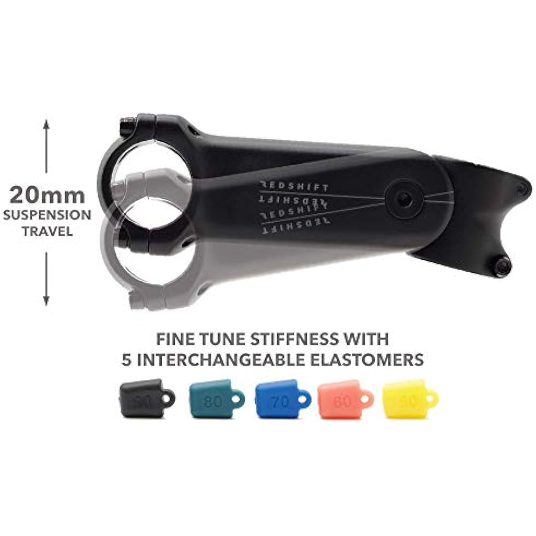 REDSHIFT ShockStop Suspension Stem for standard 1-1/8in (28.6mm) Steerer Tubes, Shock-Absorbing Bike Handlebar Stem for Road, Gravel, Hybrid, and E-Bikes