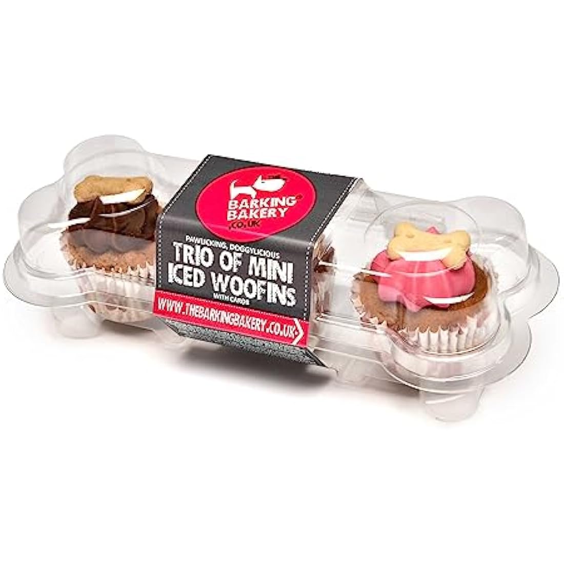 The Barking Bakery Trio of Mini Iced Woofins - 3 Little Cupcakes for Dog Doggy Treat