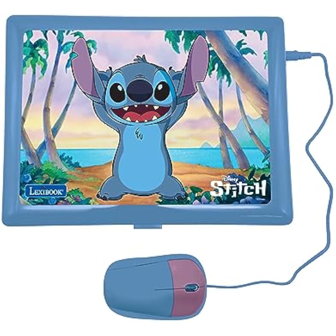 LEXIBOOK, Disney Stitch, Bilingual English/French Educational Laptop, 124 Language Activities, Writing, Maths, Logic, Music and Games, Boys and Girls, Purple/blue, JC598Di1
