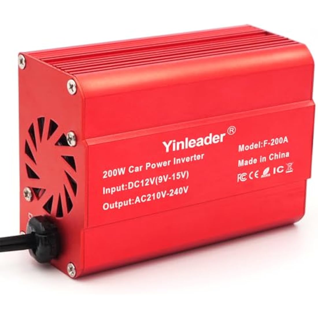 Yinleader Power Inverter 200W 12V to 240V UK Socket Dual USB DC TO AC Converter Car Cigarette Adapter