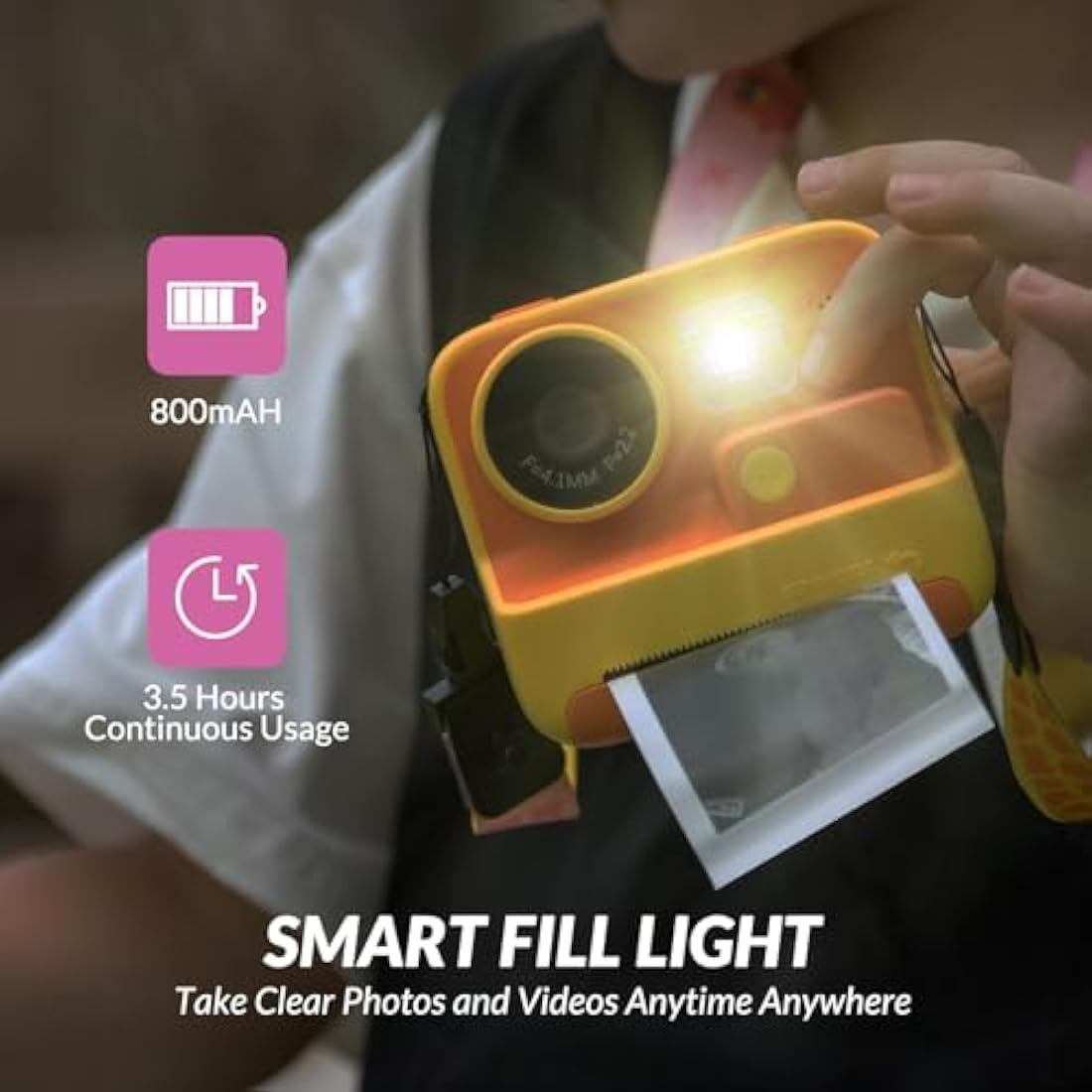 Mafiti Kids Camera Instant Print 2.0 Inch 1080P HD Screen, Kids Digital Camera 48MP for Girls Boys Gifts with 32GB SD Card, 3 Rolls of Printing Paper, 6 Colored Pens