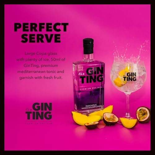GinTing Passionfruit Mango & Elderflower Flavoured Gin 70cl | London Dry Gin with Delicious Citrus Fruit Gin Twist – Packed with Passion Fruit, Mango & Elderflower Gin Botanicals