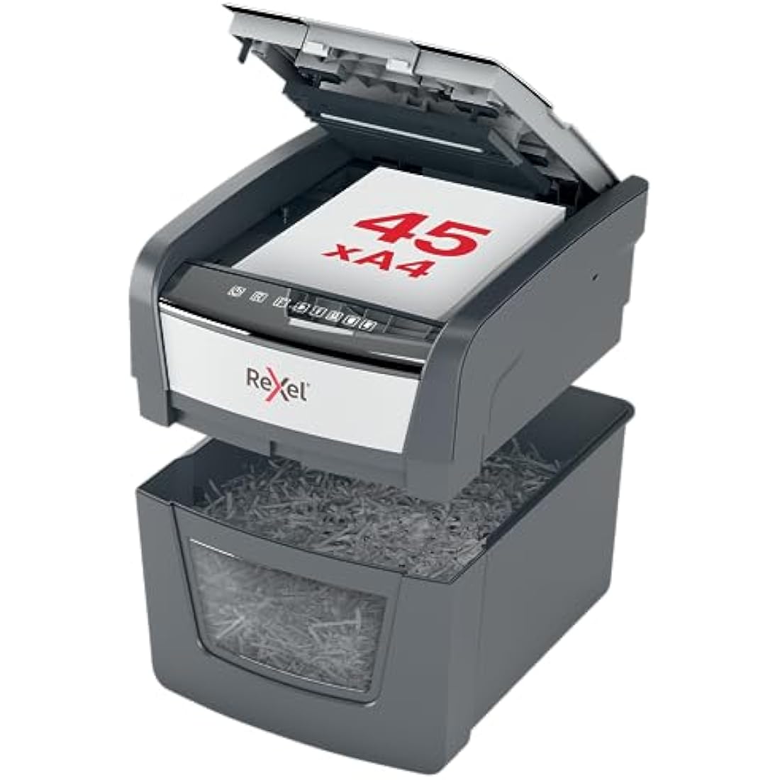 Rexel Optimum Auto Feed 45 Sheet Automatic Cross Cut Paper Shredder, P-4 Security, Home/Home Office, 20 Litre Removable Bin, 2020045X, Black