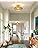 MRHYSWD Boho Rattan Flush Ceiling Lights Living Room,1 Light Wicker Chandeliers Ceiling Light Fitting for Bedroom Kitchen Dining Room Hallway, Gold Bamboo Ceiling Lighting, Without E27 Bulb