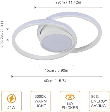 Comely LED Ceiling Light, Bedroom Ceiling Lamp, 42W 4800LM, Warm White 3000K, Rond Modern Ceiling Light for Living Room Kitchen, Dia 40cm