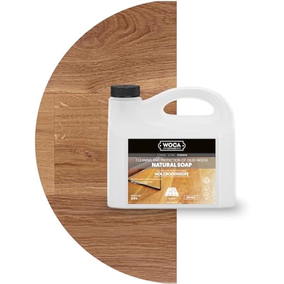 WOCA Natural Soap, Natural |2.5 L| - Concentrated Wood Cleaner for oil or wax finished hardwood floors, tables, millwork, cutting boards, and countertops.