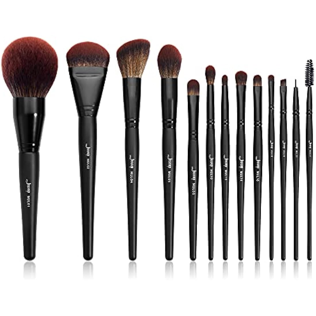 Jessup Makeup Brushes Set 13pcs, Professional Vegan Foundation Powder Contour Blush Highlight Eyeshadow Blending Concealer Spoolie EyeLiner Brush, Phantom Black T300