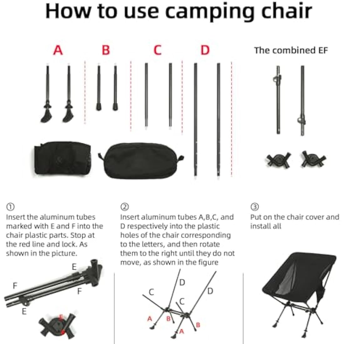 ROCK CLOUD Portable Camping Chair Ultralight Folding Chairs and Trekking Pole 2 in 1 for Outdoor Camp Hiking Backpacking Lawn Beach Sports