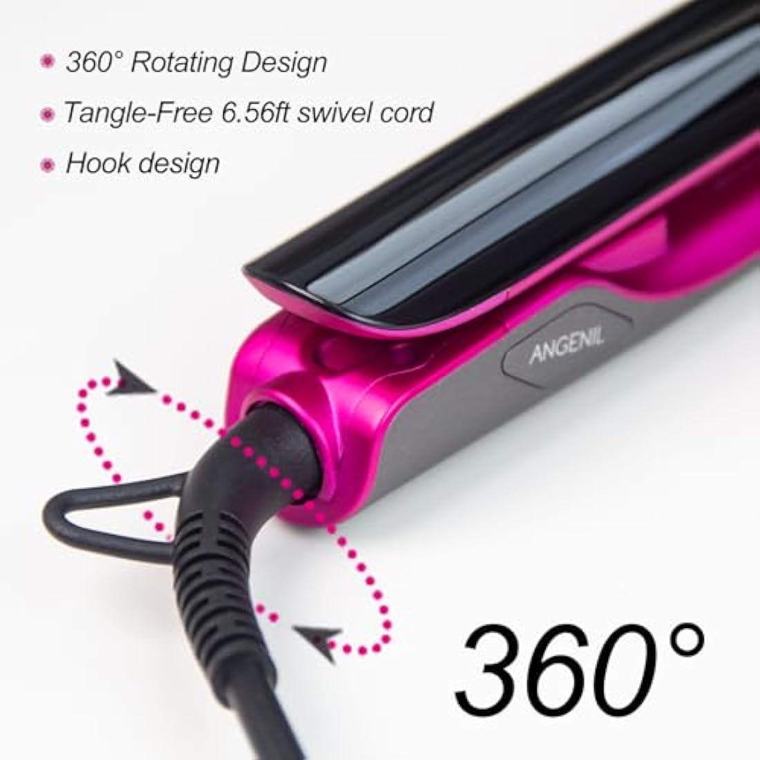 ANGENIL Titanium Hair Straighteners for Women, Heat Mat Hair Straightener, Dual Voltage Flat Iron Travel Straighteners and Curling Iron 2 in 1, 15s Fast Heating, Anti-scalding and Anti-Slip Design
