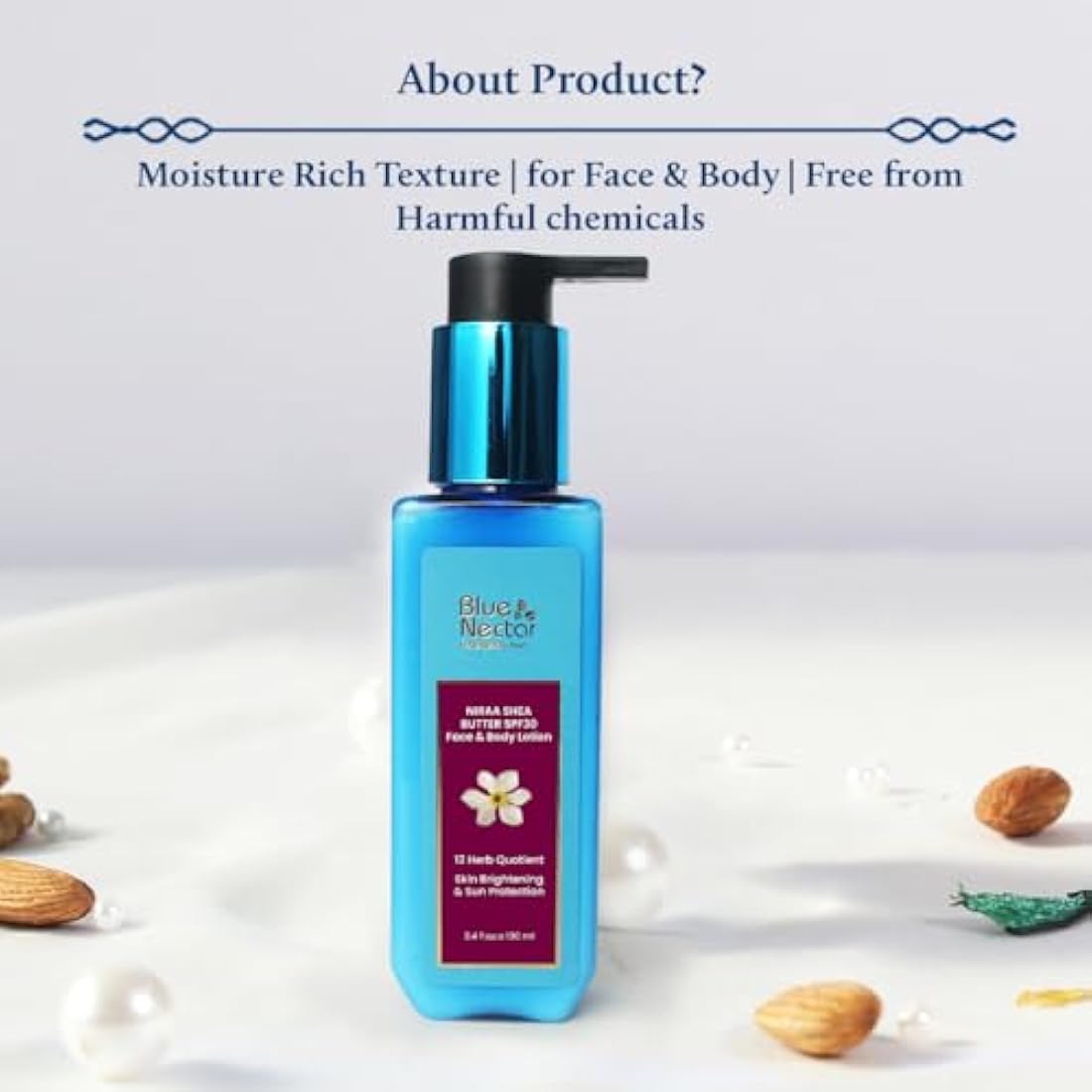 Blue Nectar Cocoa Butter Brightening Body Sunscreen Lotion Cream with SPF 30 PA ++, Nargis - No Parabens, Silicones, Mineral Oil, Color (10 Ayurvedic Herbs, 200 ml)