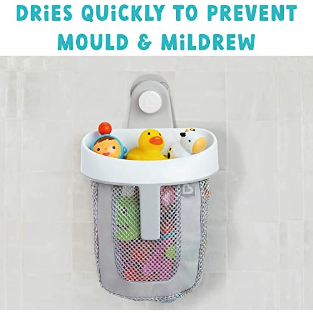 Munchkin Super Scoop Baby Bath Toy Storage Basket & Net | Removable Wall Hanging Bath Tidy | Baby Bath Caddy & Bath Organiser Rack | Shower Bath Toy Holder | Bathroom Toy Net with Suction Cup & Handle