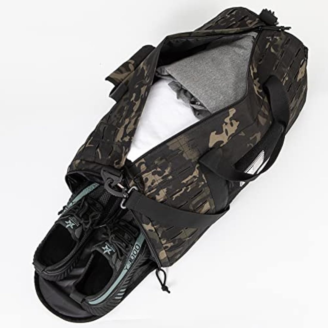 QT&QY 40L Military Tactical Duffle Bag for Men, Sport, Gym, Fitness, Travel, Training, Workout, Football, Weekender, Black, Polyester, 53.5cm x 25.5cm x 25.5cm