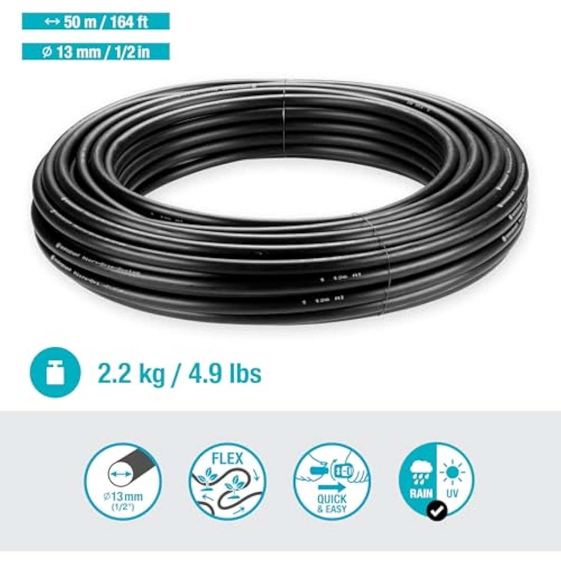 Gardena Micro-Drip System Connecting Pipe: Central supply pipe, 13 mm (1/2 inch), can be laid above or below ground, UV-stabilised, 50 m (1347-20)