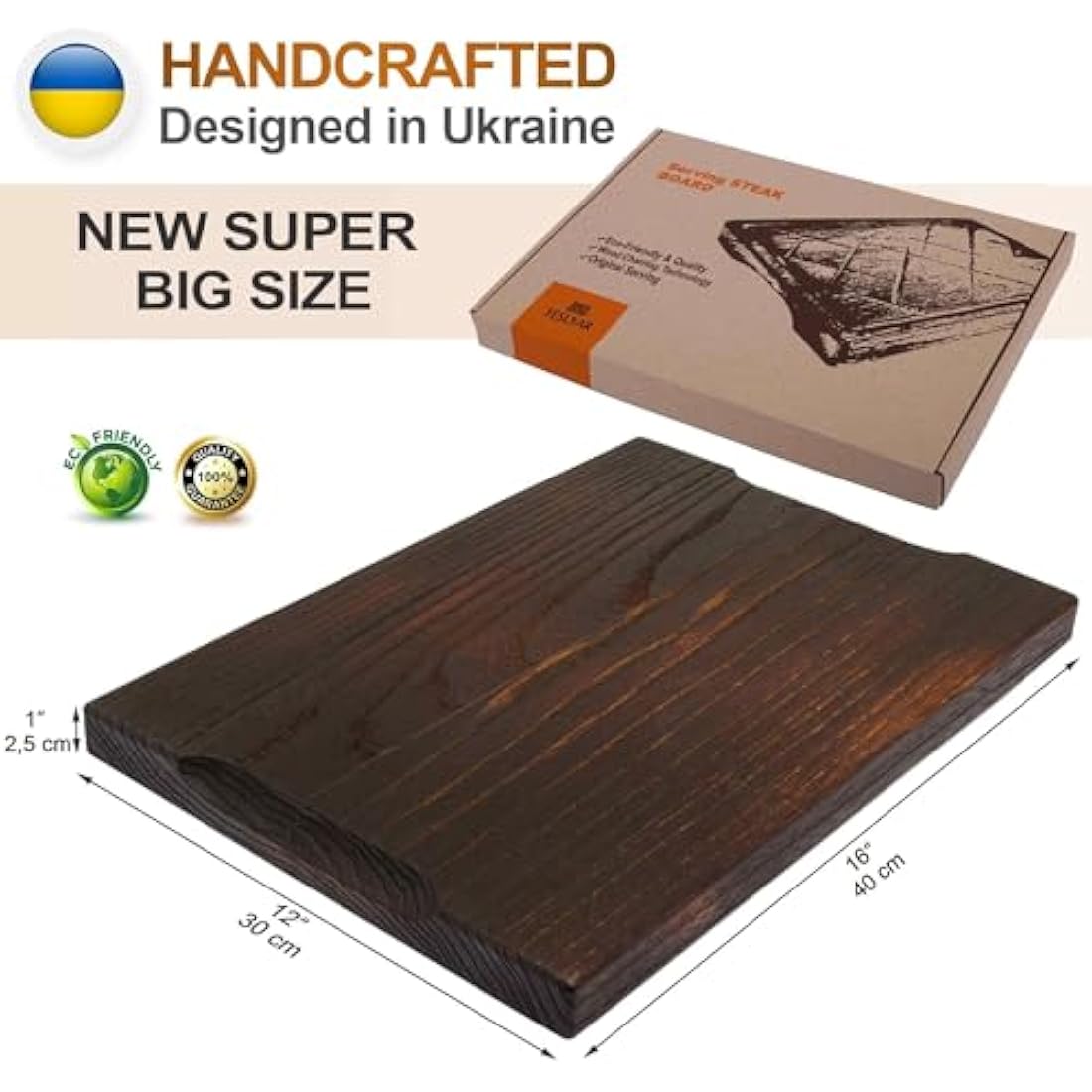 Wooden Steak Board 16 x 12 - Steak Serving Board - Solid Oak Cutting Board - Steak Chopping Board - Steak Platter - Natural Carving Board (Extra Large)
