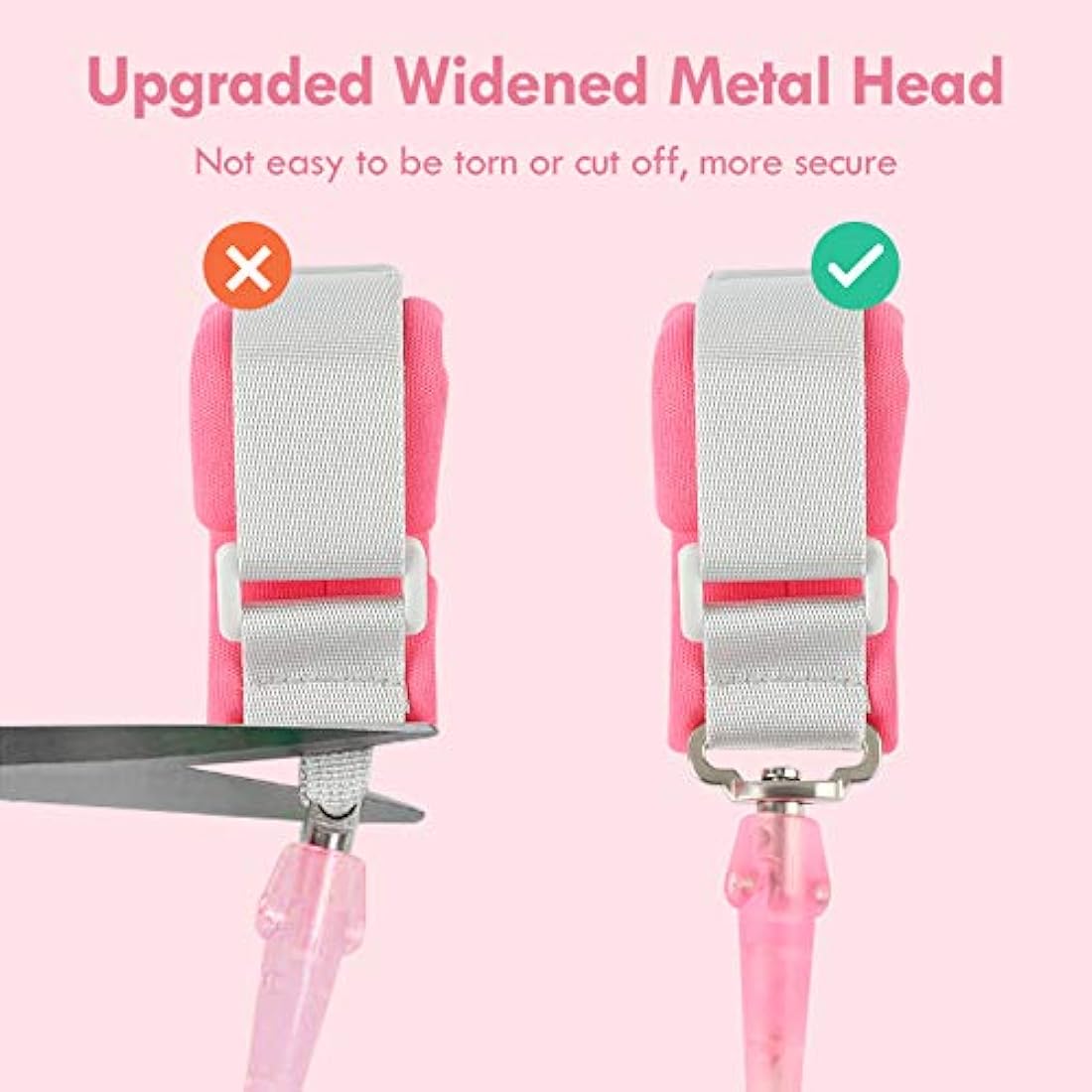 Lehoo Castle Baby Reins for Walking, 1.5M Toddler Reins for Kids with Induction Lock, Anti Lost Wrist Link Wrist Reins, Child Safety Harness for Autism Boys Girls (Pink)