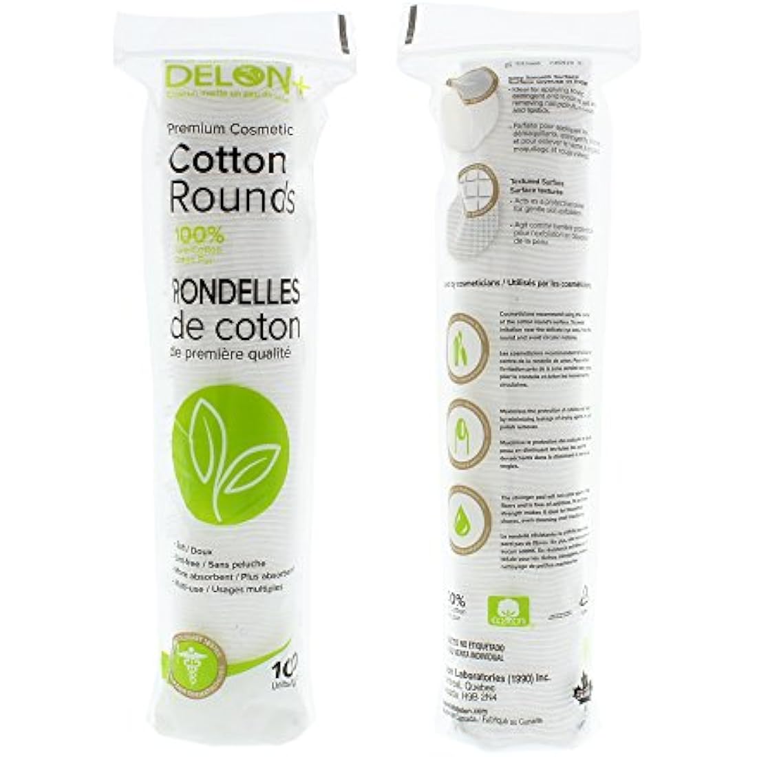 DELON+ Premium Cotton Rounds with Aloe Vera & B5 Provitamin - 100 Count pack of 8