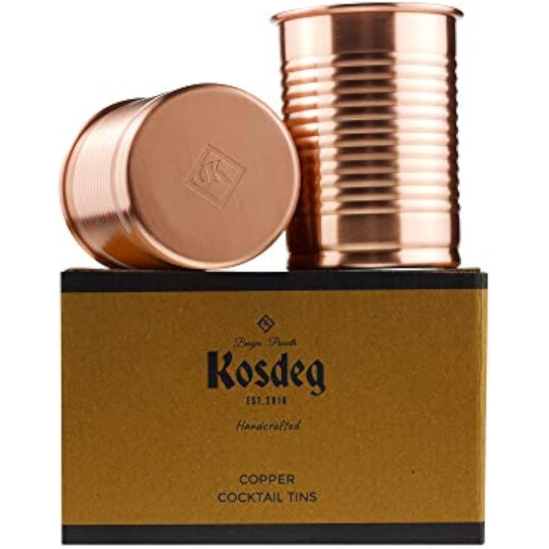 Kosdeg Copper Cocktail Tins Set of 2 12oz - Chosen by Professional Bartenders - Bean Tin Design - Perfect Copper Mug Bar Set for Better Drinks - Ice Cold in Seconds…