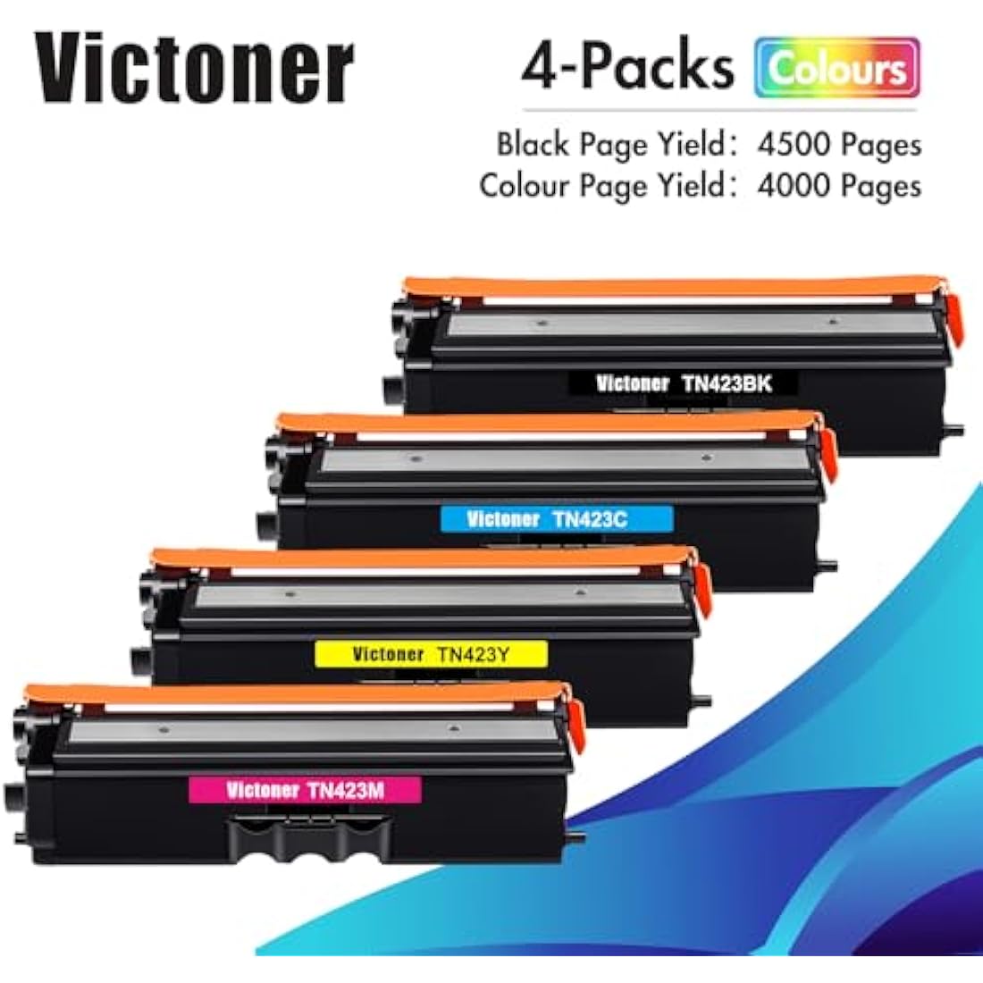 TN-423 TN423 MFC-L8690CDW HL-L8260CDW Toner : for Brother TN 423 TN423BK TN421 TN-421 for MFC L8690CDW HL-L8360CDW MFC-L8900CDW DCP-L8410CDW DCP-L8410CDW DCP-L88 410CDN ( Black Cyan Yellow Magenta,