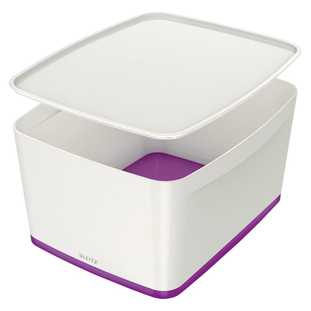 Leitz MyBox WOW Large with lid, Storage Box, Purple