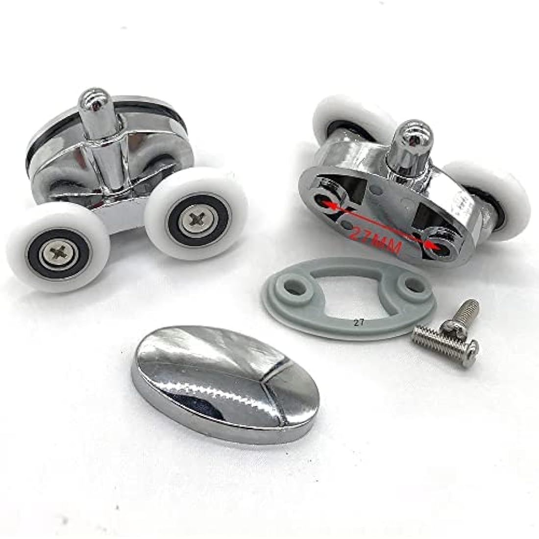 YUANQIAN Set of 4 new Oval butterfly twin wheel Shower door rollers (25MM)