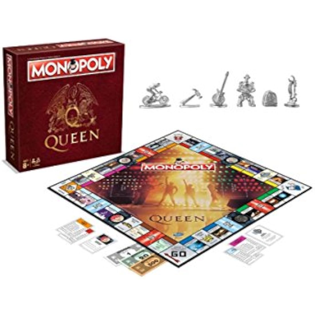 Winning Moves Queen Monopoly Board Game, Advance to Wembley, Hyde Park, The Forum Los Angeles, Take your chances with A Kind of Magic and In the Lap of the Gods cards, gift for players aged 8 plus