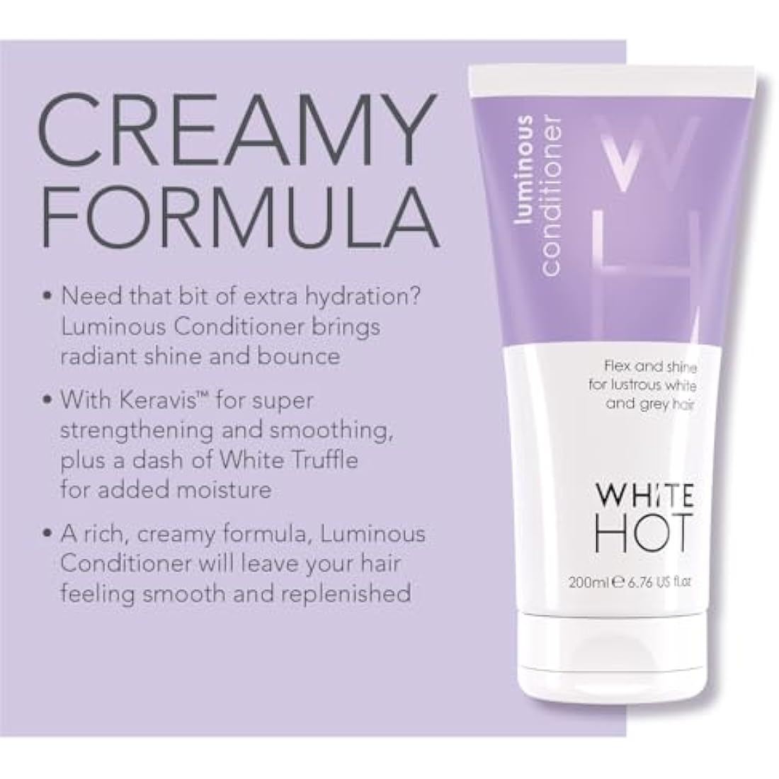 White Hot Cleanse & Condition Trio: brightening hair care regime to cleanse & add gloss to white & grey hair, purple shampoo