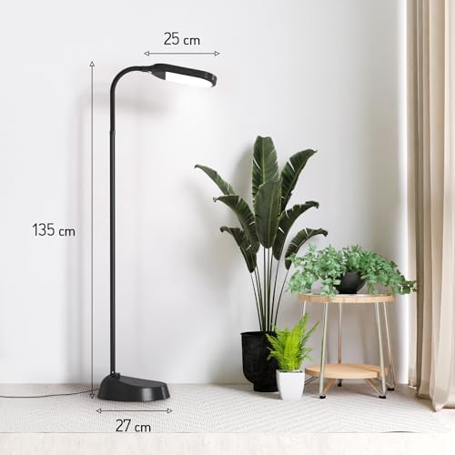 Kenley Daylight Lamp - Reading Light Floor Standing - Energy Saving Bulb - Natural Sunlight 12W LED with Adjustable Brightness - Standard Bright Floor Reading Lamps for Living Room Bedroom Craft Study