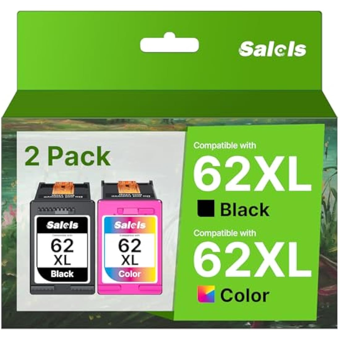 Salols 62XL Ink Cartridges Replacement for HP 62 Ink Cartridges Twin Pack for HP62 Genuine Black and Tri Colour 62 XL for HP Envy 5540 5640 5546 5544 5644 5541 OfficeJet 250 200 5740 Packing May Vary