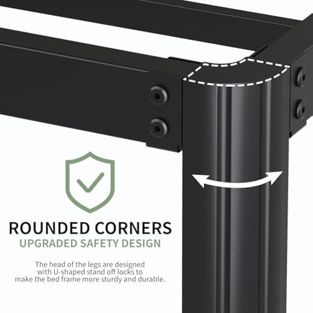 Lutown-Teen 4ft6 Double Bed Frame 30.5 cm High with Rounded Corner Legs, Heavy Duty Metal Bed Frame Double 4ft 6 with Steel Slats Support, Noise Free, Easy Assembly, Black