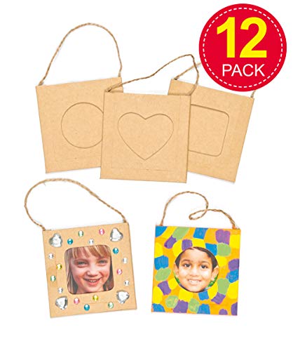 Baker Ross E7573 Design Your Own Hanging Photo Frames (Pack of 12) For Kids to Decorate and Display, Brown