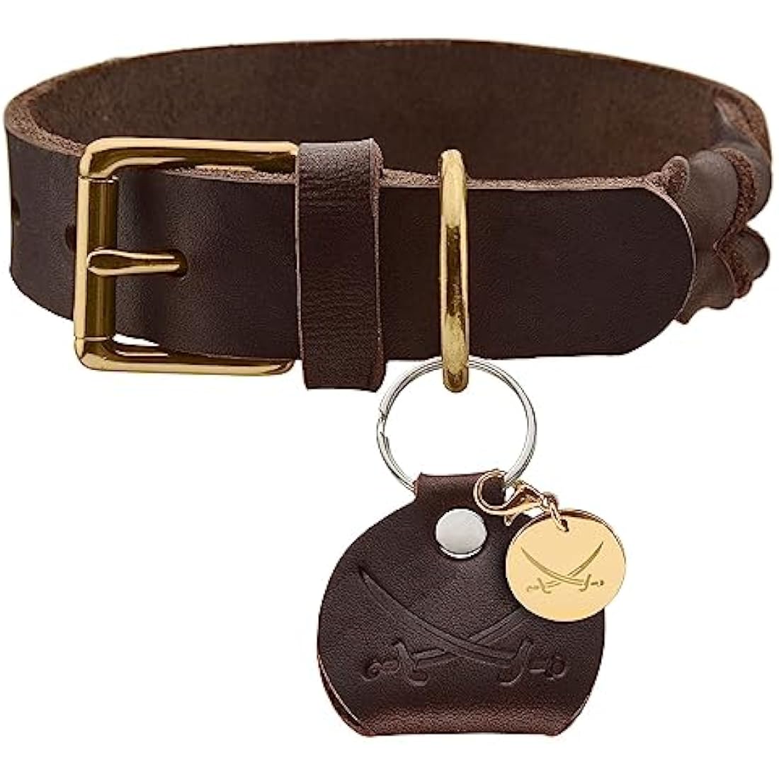 HUNTER SANSIBAR SOLID Dog Collar Leather Heavy Duty Grip Braided 60 (M-L) Dark Brown
