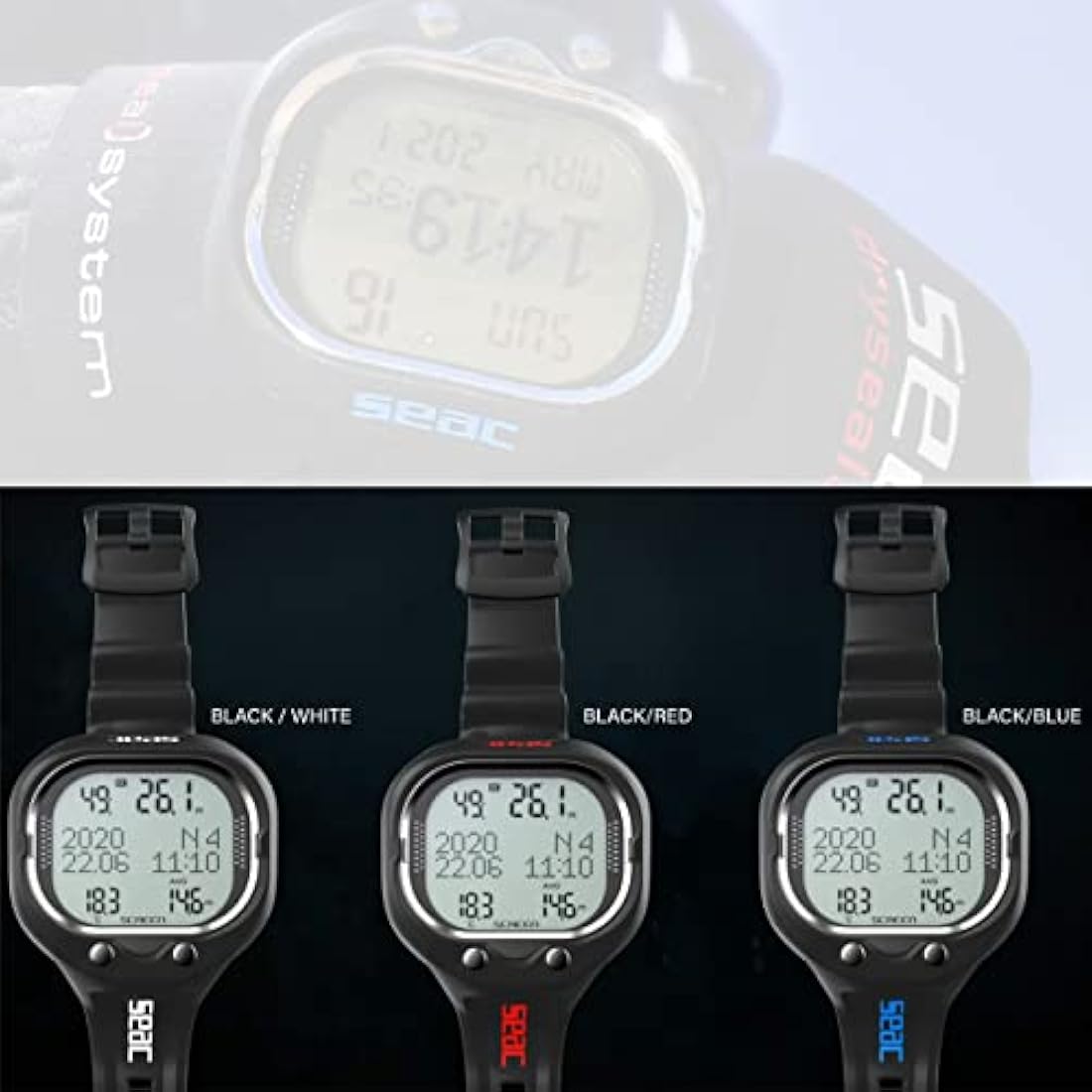 SEAC Screen, Scuba Wrist Dive Computer for 1 or 2 mixes and Freediving mode