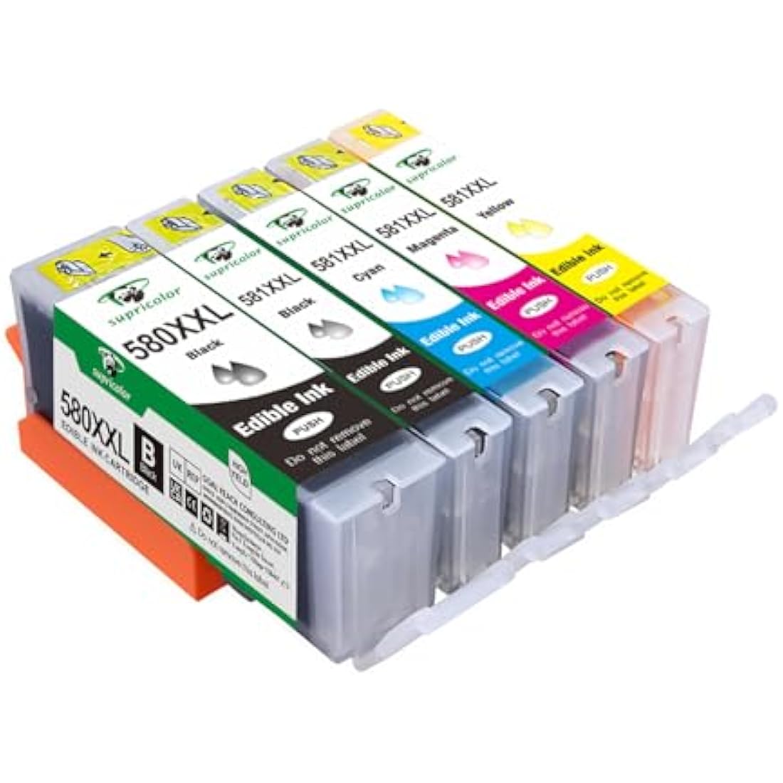 Supricolor Compatible Canon PGI-580xl CLI-581xl 580 581 Edible Ink Cartridges, Use with Canon Pixma TS705 TS8350 TR8550 TS6350 TS6250 TS8250 TS8150 TR7550 TS9150 TS9550 TS6151 TS8251 Printers