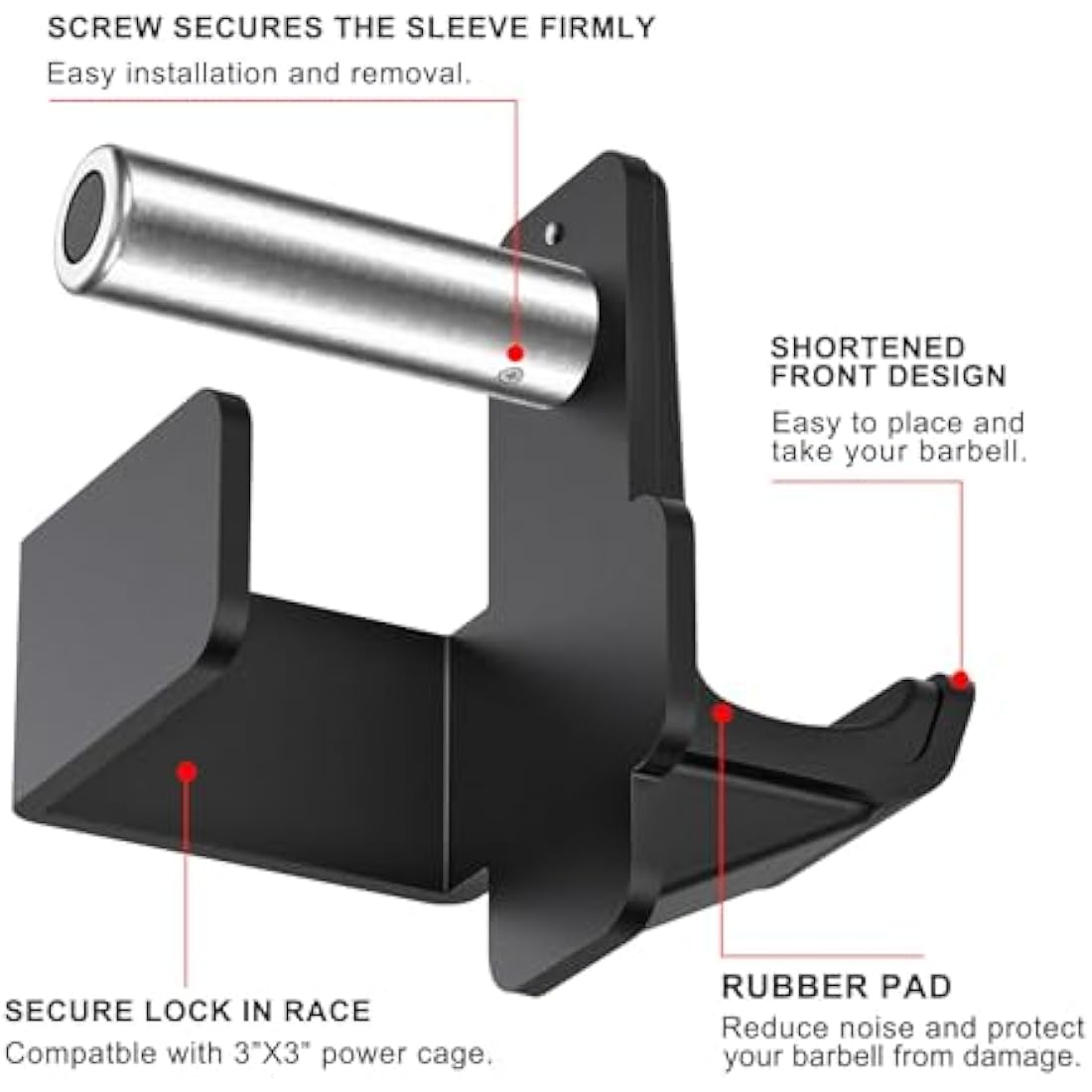Kipika Safety Spotter Arms-Heavy Duty Barbell Safety Catches with Rubber Pad,Power Rack Attachments for Squat, Bench Press and More