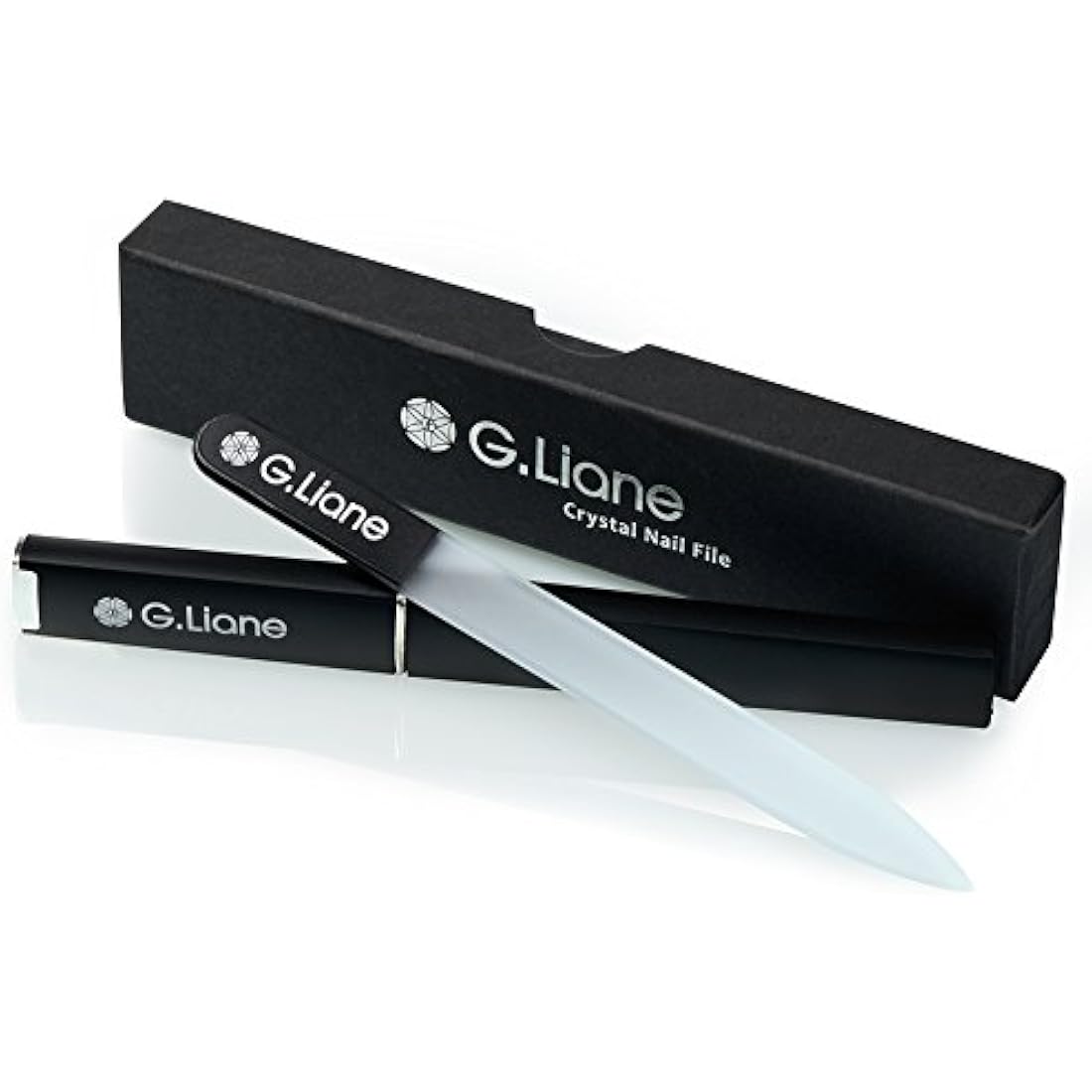 G.Liane Professional Glass Nail Files Manicure Pedicure Kit for Natural Acrylic Gels Nails Manicure Tools for Home and Salon (Black)