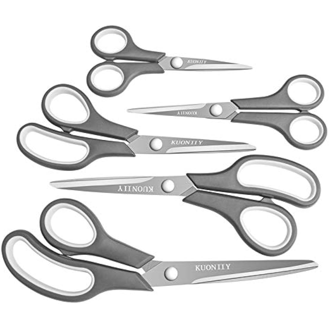 KUONIIY Scissors Ultra Sharp Blades Soft Comfort-Grip Handles Multi-Purpose Scissors Set of 5