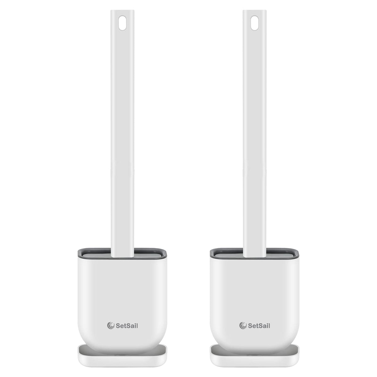 SetSail Silicone Toilet Brush 2 Pack Toilet Bowl Brush and Holder Set Toilet Bowl Scrubber with Silicone Bristles Flat Flexible Toilet Brushes for