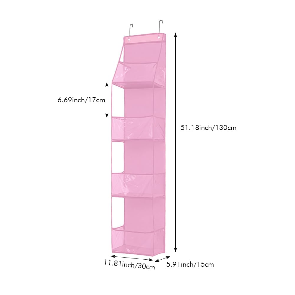Jiakalamo Over Door Storage Hanging Organiser, 4 Clear Window Pockets Over The Door Hanging Organizer for Closet, Wardrobe, Toys, Bedroom