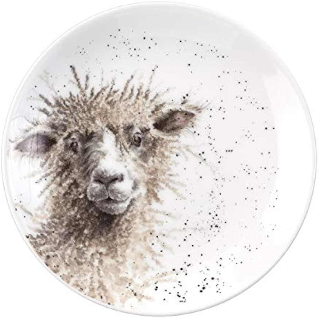 RW WN4093-XW Royal Worcester Wrendale Designs China Tea Coupe Plates Featuring Ewe, Gentle Jack and Just Hatched-Set of 4, Ceramic, White